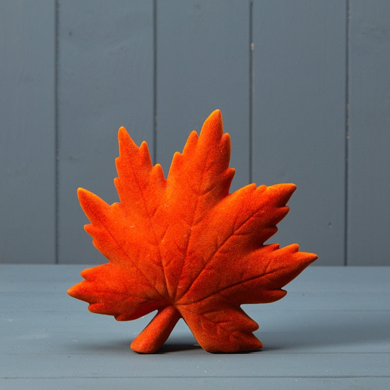 Flocked Ceramic Maple Leaf – Red
