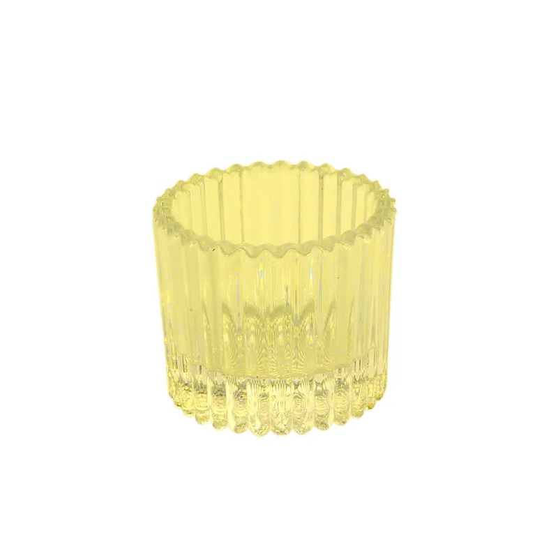 Harrison Glass Tealight Holder – D5 x H4.5cm – Yellow