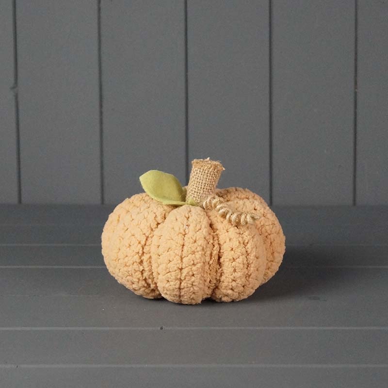 Peach Knitted Fabric Pumpkin H12 x D13cm