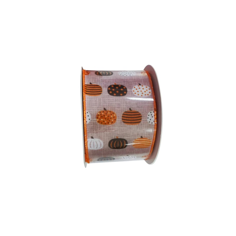 Pumpkin Ribbon – Orange/White/Black – 60mm x 10m