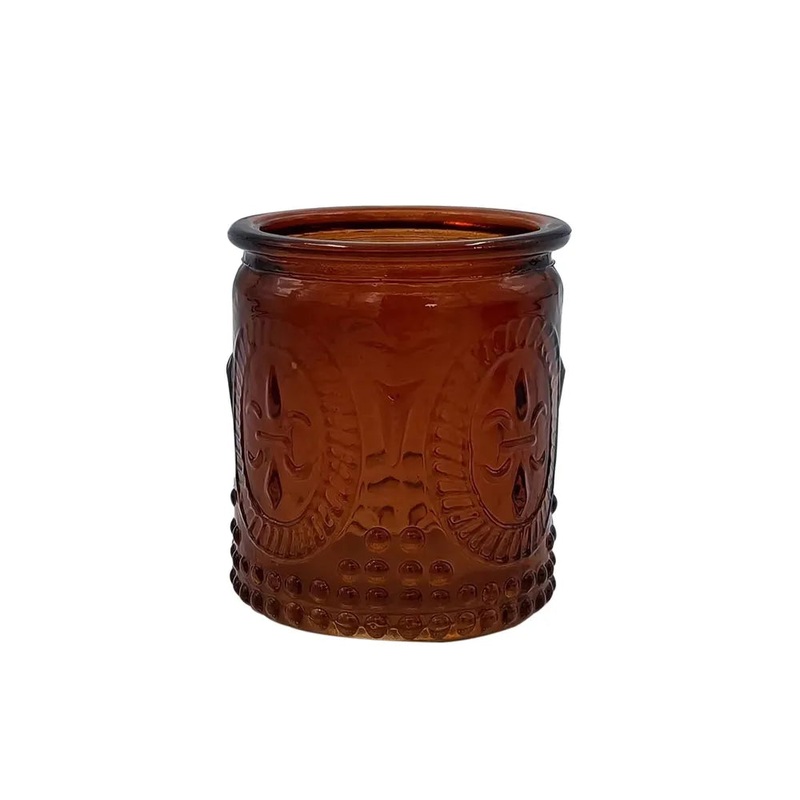 Serenity Embossed Glass Votive – H7 x 6cm – Honey