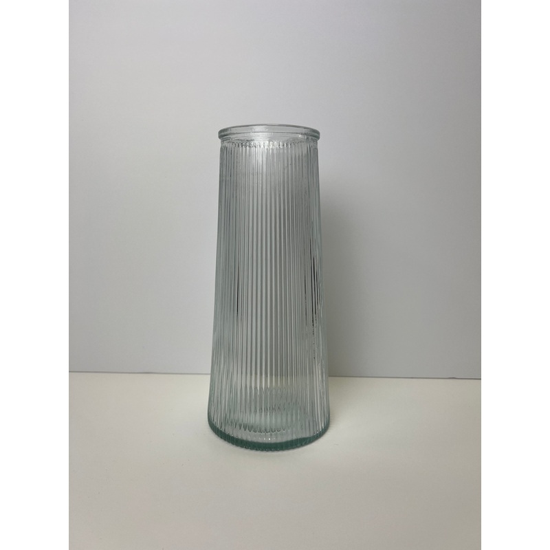 Tall Ribbed Glass Vase H22.5cm x D10cm – Clear – gL44CL0323