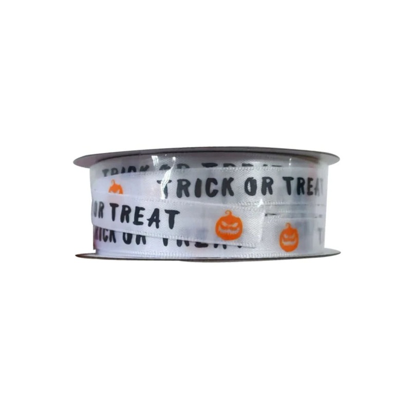 Trick or Treat Ribbon – White & Black – 10mm x 10m