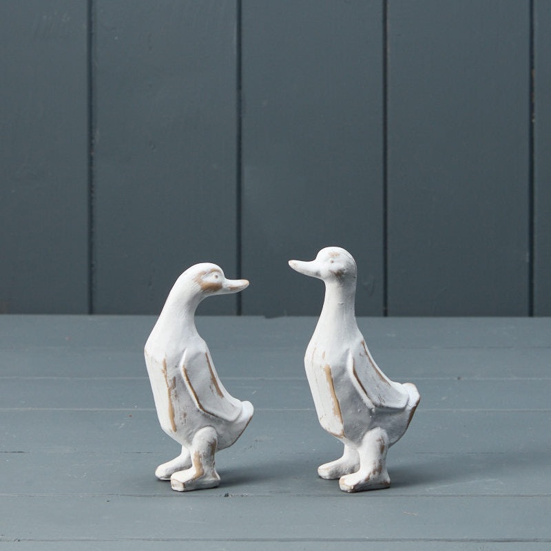 Whitewashed Wooden Duck – One Selected at Random