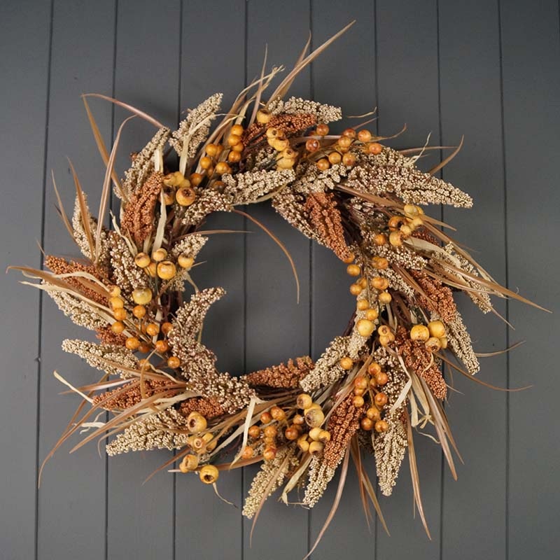 Wild Wheat & Berry Autumn Harvest Wreath x 52cm