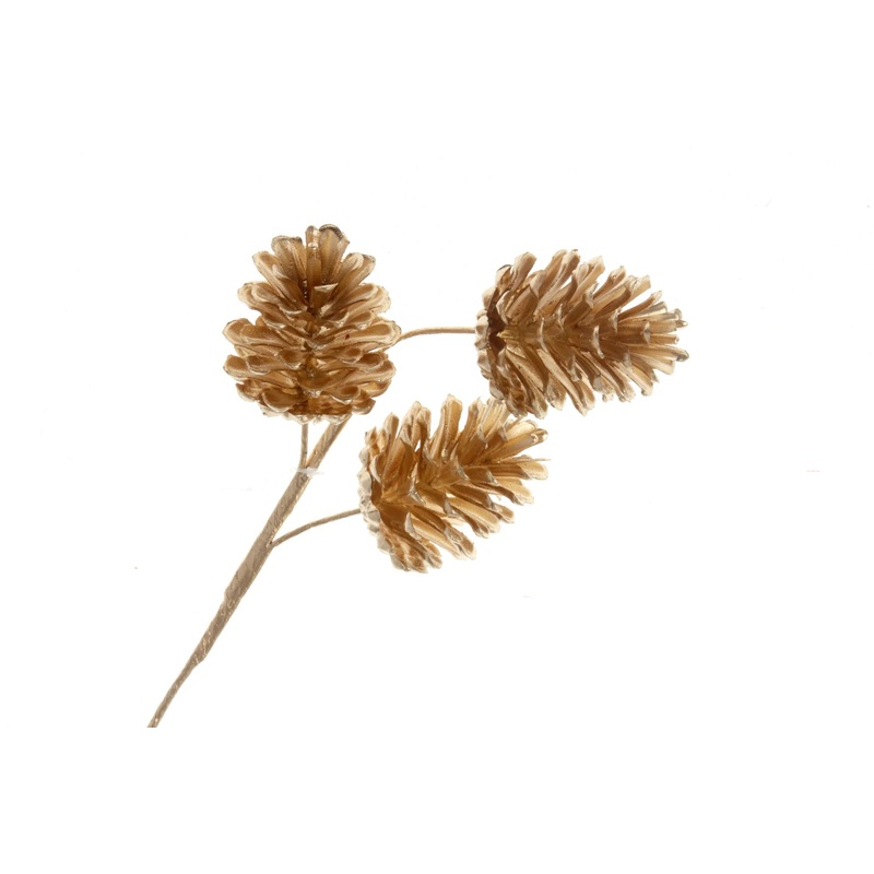 Gold Pine Cone Spray x 43cm – 3 Pinecones to a Spray