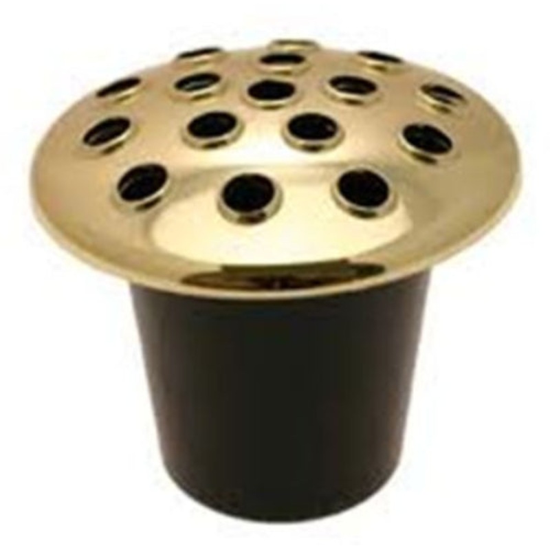 Gold Top Plastic Grave Memorial Pot – H10cm