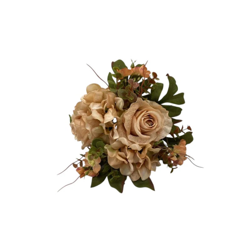 Rose, Hydrangea & Blossom Bunch x 30cm long – Beige/Brown