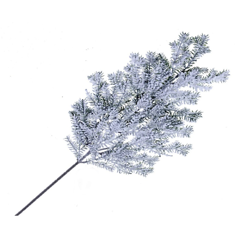Snowy Cedar Pine Spray – Green & White – 60cm Long