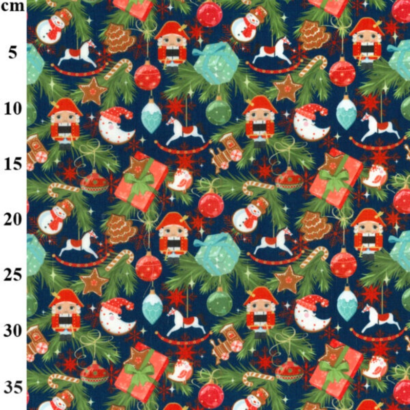 1 Metre Christmas Polycotton Fabric-110cm/43 – Traditional Decorations