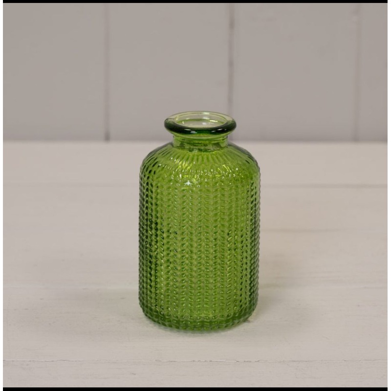 10cm Dimpled Glass Bottle – Emerald