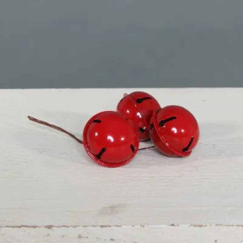 5cm Bells on wire x 6 Red