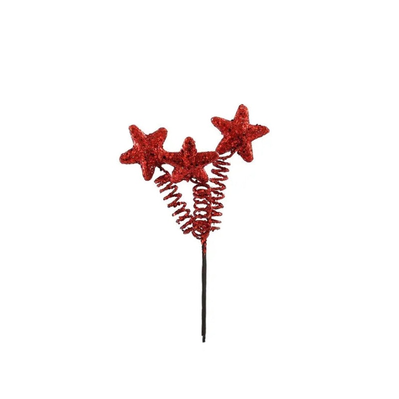 Sparkling Red Star Pick – 16cm tall