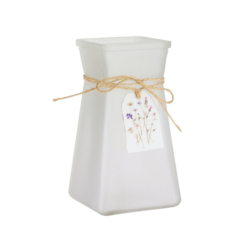 3097-12-1423  Crystal Frost w/ tag 6 3/4 Square Gathered Vase – 12/Cs