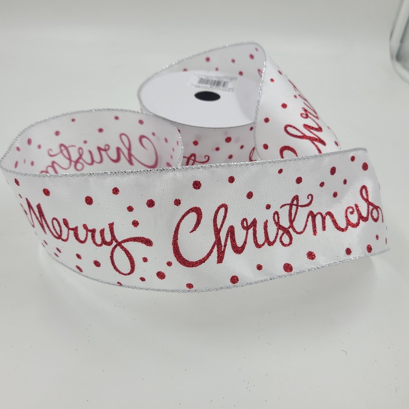 #40 Marella White/Red Ribbon – 10Yd/Roll