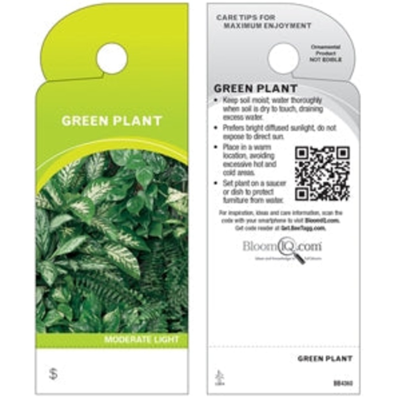 BB4360 Trim Tag – Green Plant – 100/pk