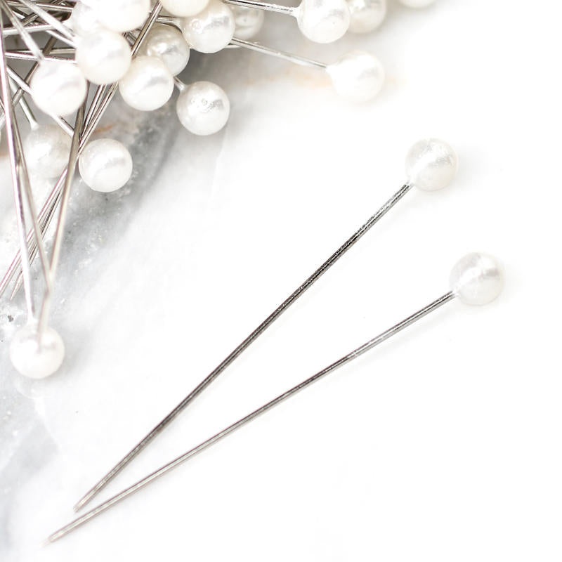 2 Round Head Corsage Pins – Pearl White – 144/Box