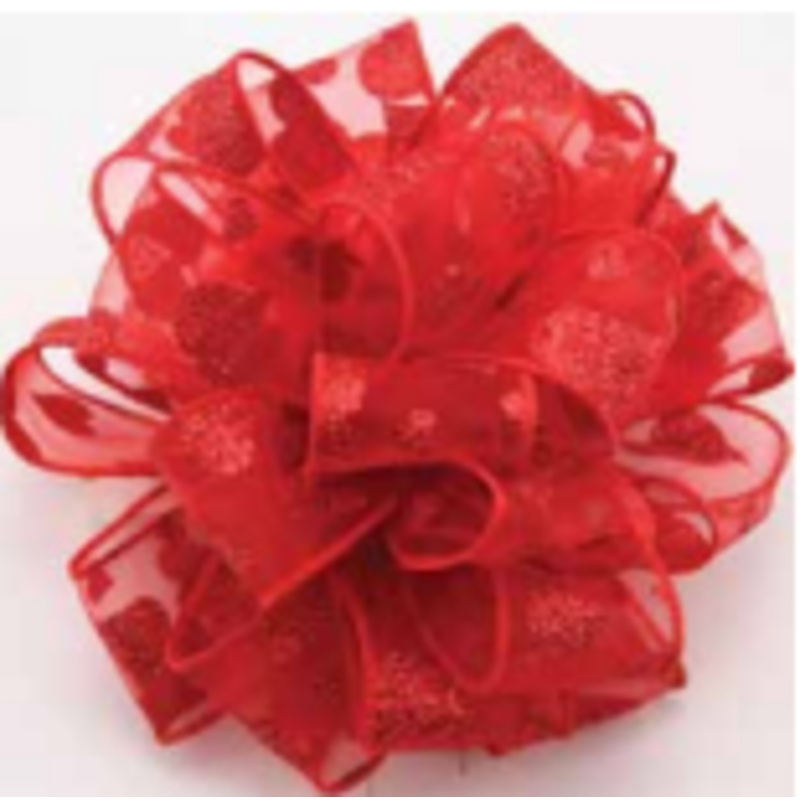 #9 Heartsie Sheer Valentine Ribbon Value Roll – 50 Yards