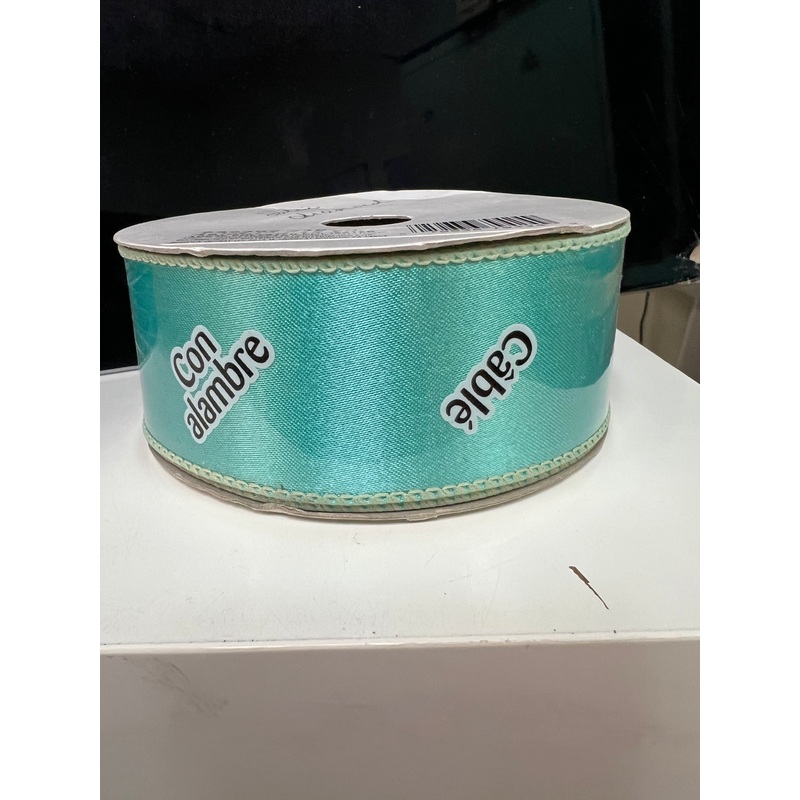 #9 Satin Aqua Wired Ribbon 15 yd. – Each