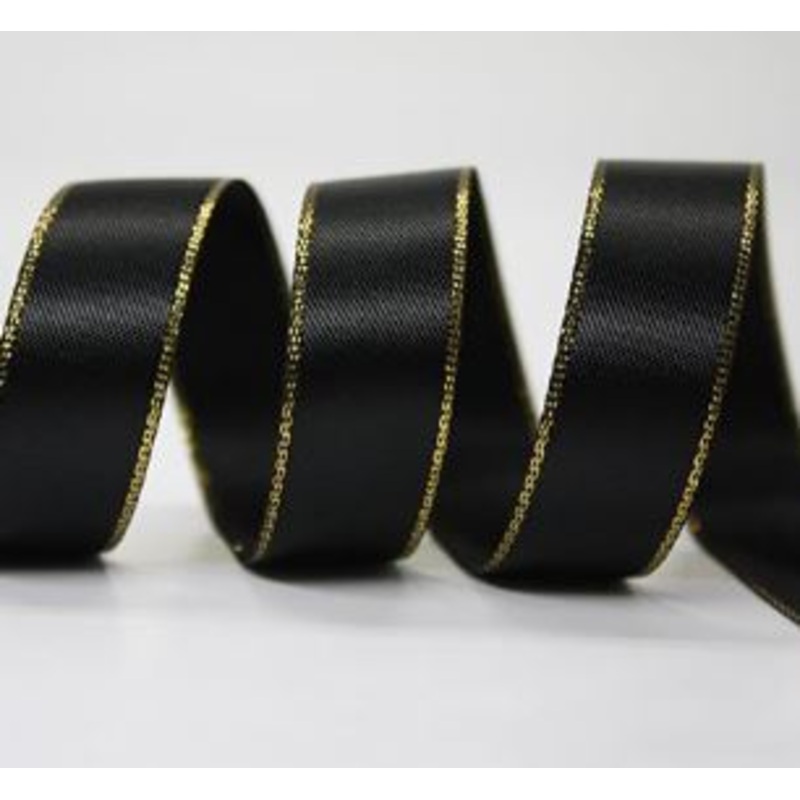 #3 Unwired Satin – 50 yds. Tuxedo Black/Gold – Each