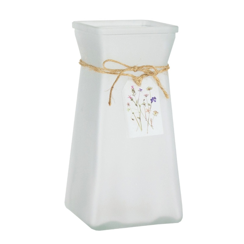 3099-12-1423  Crystal Frost w/ tag 9 Square Gathered Vase – 12/Cs