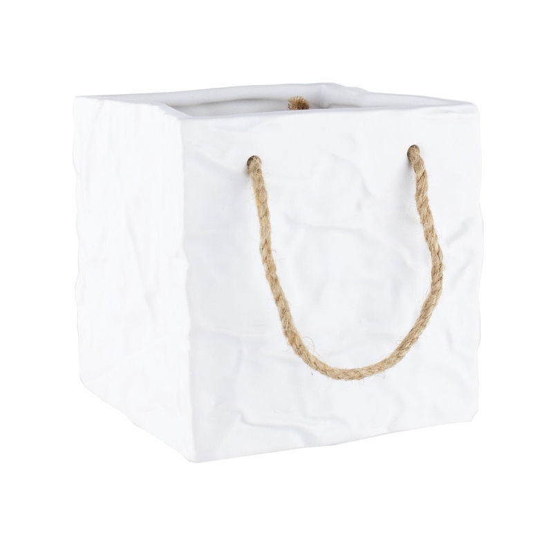 7428-06-222 5 x 5 x 5 Ceramic Paper Bag Matte White – 6/case
