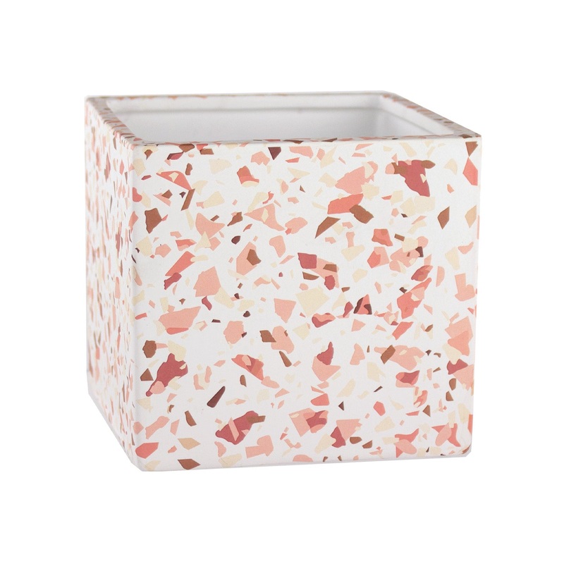 7858-06-3036 – 6 Terrazzo Spice Square Ceramic Planter – 6/case