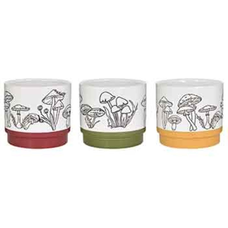 C1415 – 4.5 Ceramic Mushroom Design Pot Asst. – 3/set