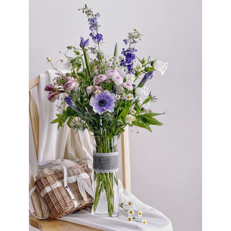 Country Style Arrangement in Tall Vase