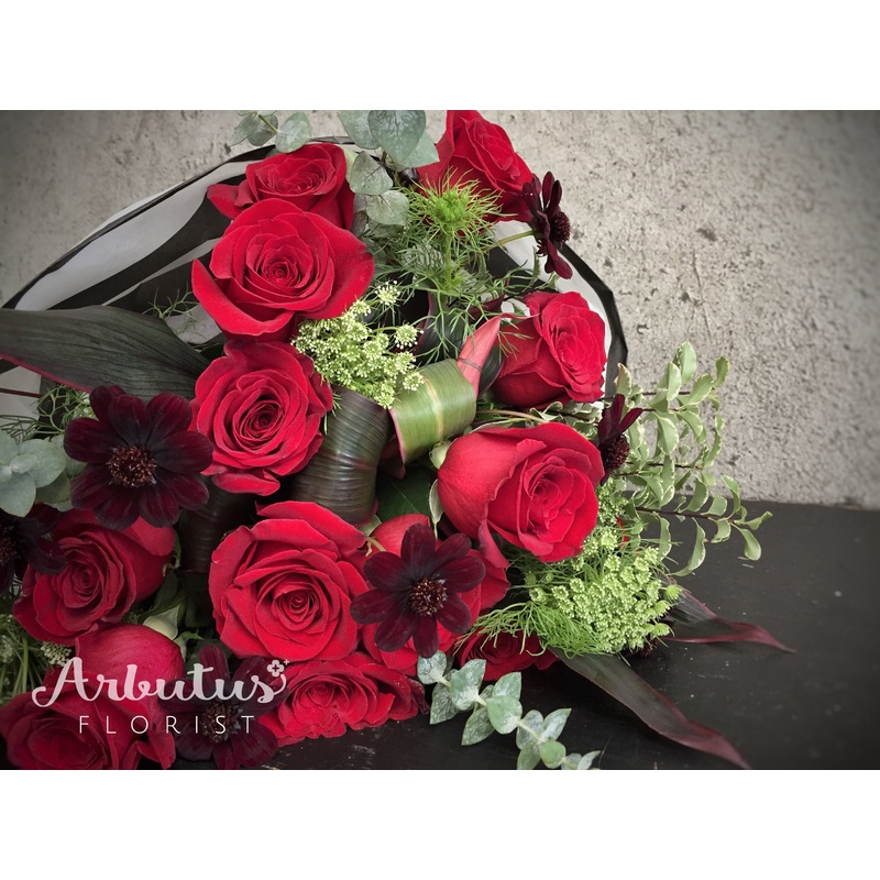 Dozen Red Rose Bouquet-Standard Wrapping & Premium Wrapping