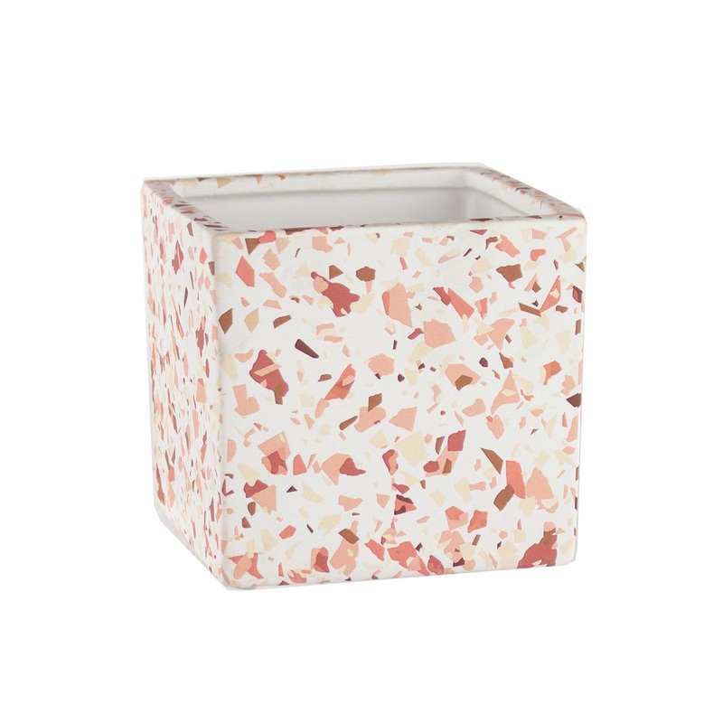 7857-06-3036 – 4.5 Terrazzo Spice Square Ceramic Planter – 6/case