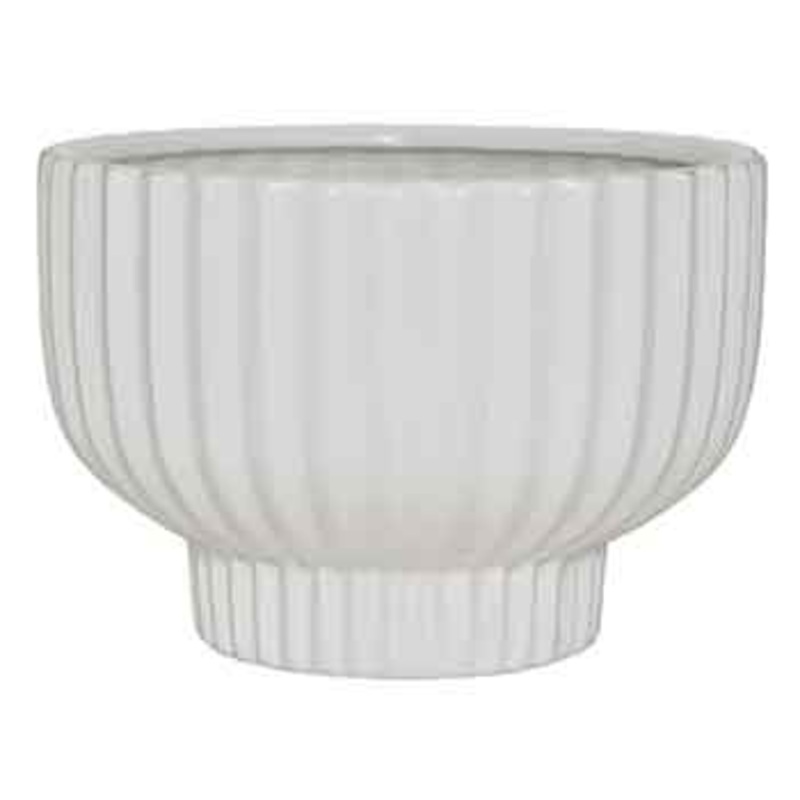 C7706WH 4.75 x 6.25 Round White Line Stoneware Pot – Each
