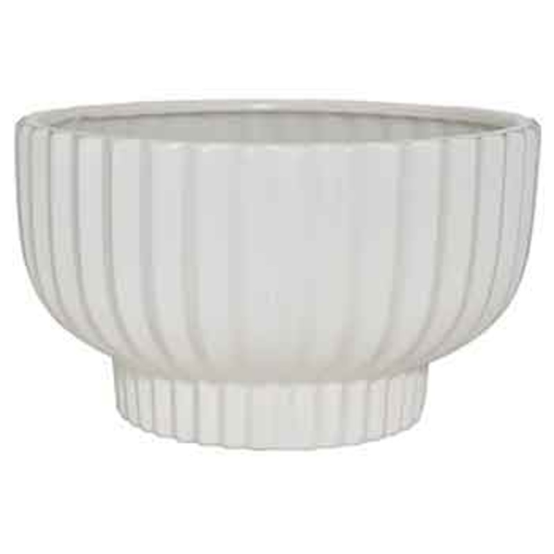 C7707WH 5 x 8 Round White Line Stoneware Pot -Each