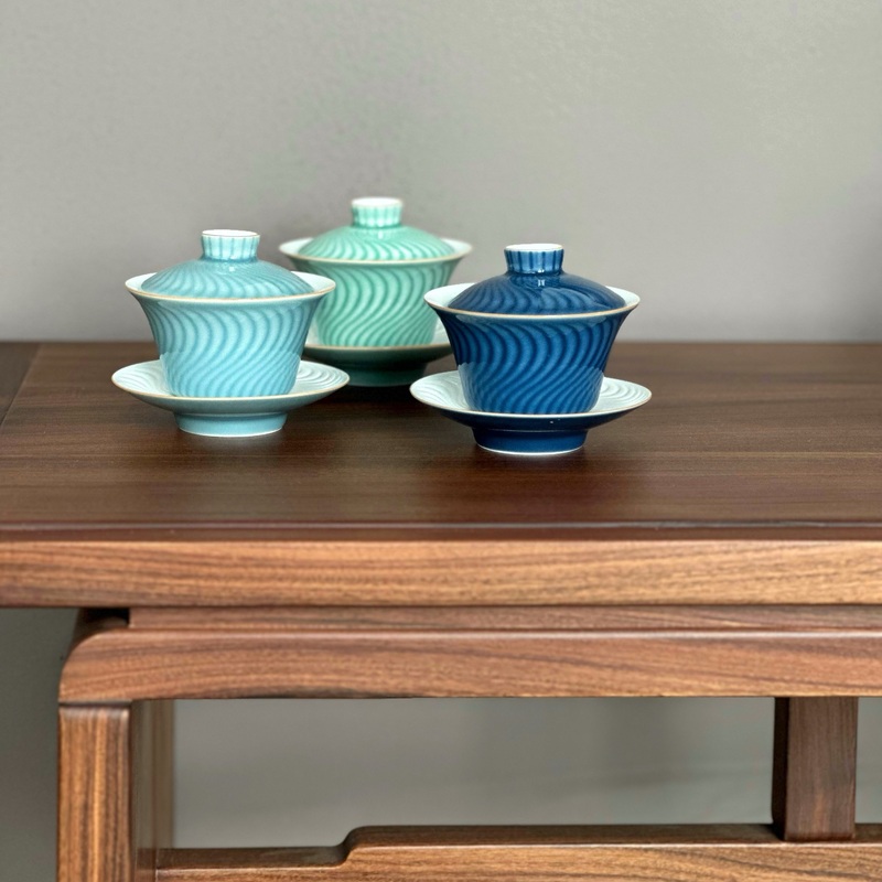 Ripples Gaiwan-Dark Blue & Light Blue & Teal