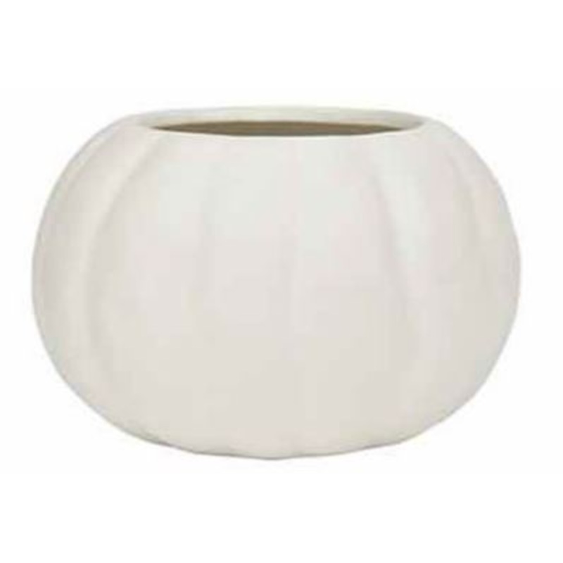 T4180S – 5 Matte White Ceramic Pumpkin w/out lid – Each