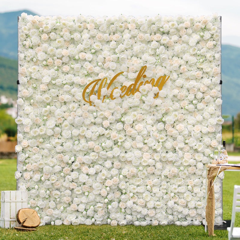 A013 A7057 White Cloth Flower Wall Wedding Backdrop Decor