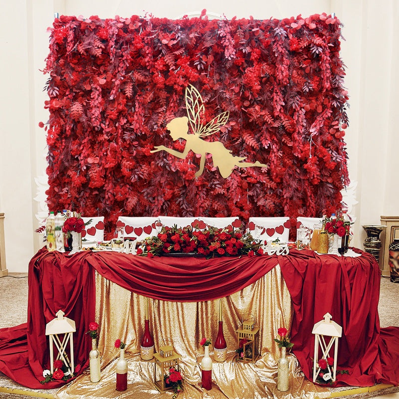 A038 A7417 Red Plants Flower Wall Wedding Backdrop Arrangement