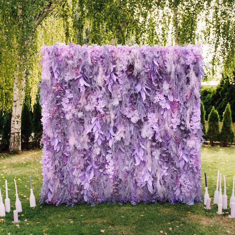 A088 A7427 Purple Cloth Flower Wall Wedding Backdrop Decor Props