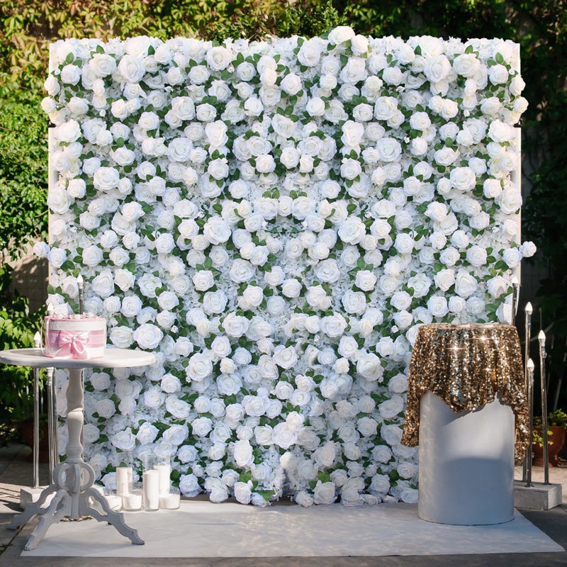 A157 A1102 5D Wedding Backdrop White Cloth Flower Wall
