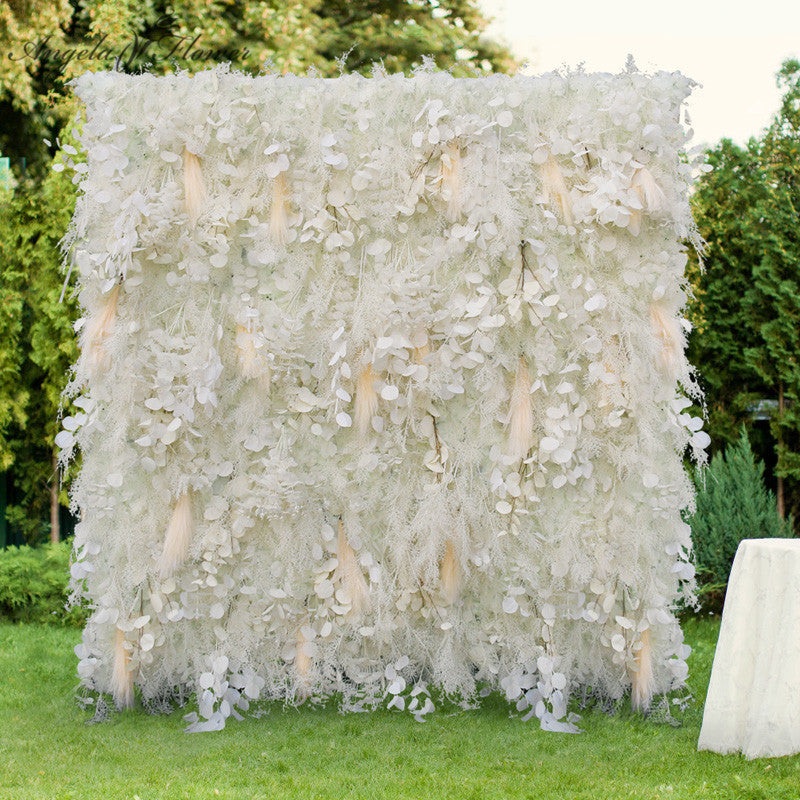 A606 A8055 White Cloth Flower Wall Wedding Backdrop Decor Prop