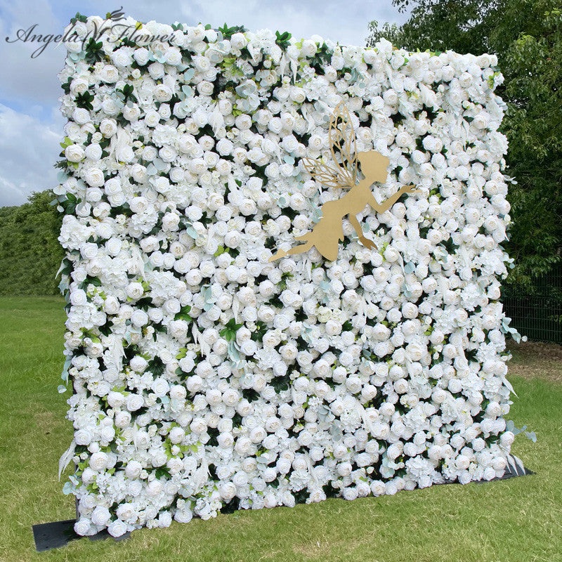 A607 A7439 5D White Cloth Flower Wall Wedding Backdrop Decor Prop