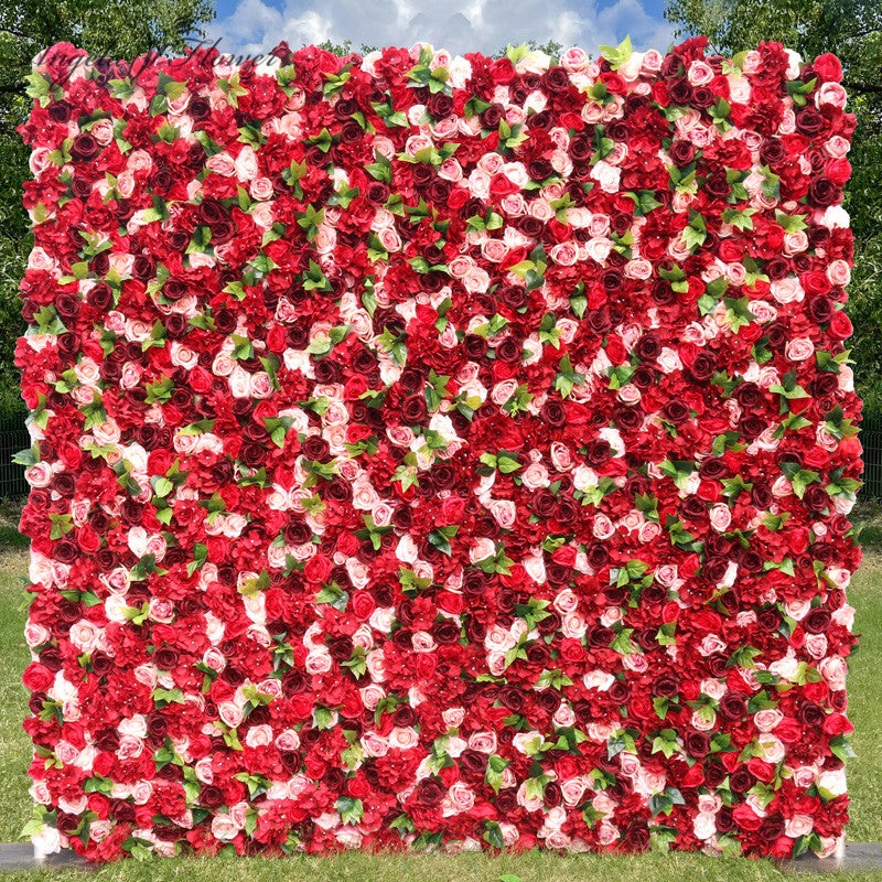 A614 A5093 5D Red Cloth Floral Wall Wedding Backdrop Decor