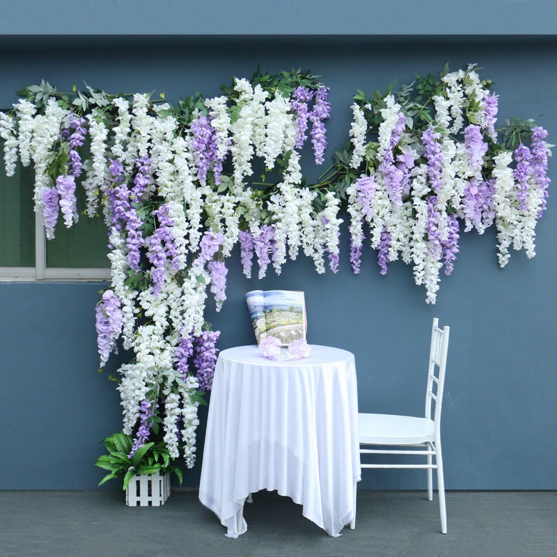 A6939 Flower Wisteria Wall Chlorophytum Fake Plants Hanging Tree Vine Wedding Backdrop