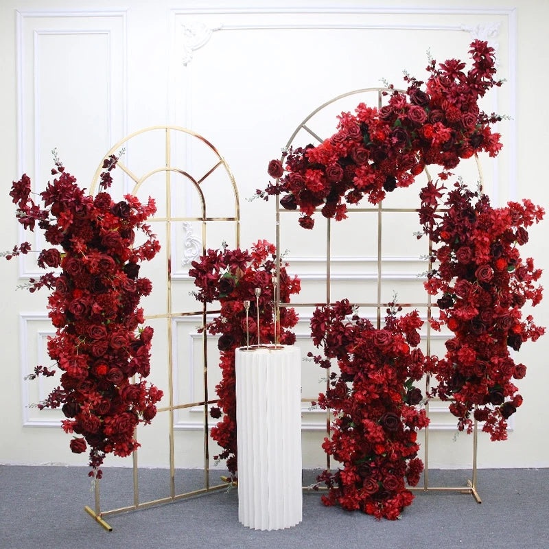 A7535 Wedding Arch Decoration Burgundy Wall Flower Prop Display