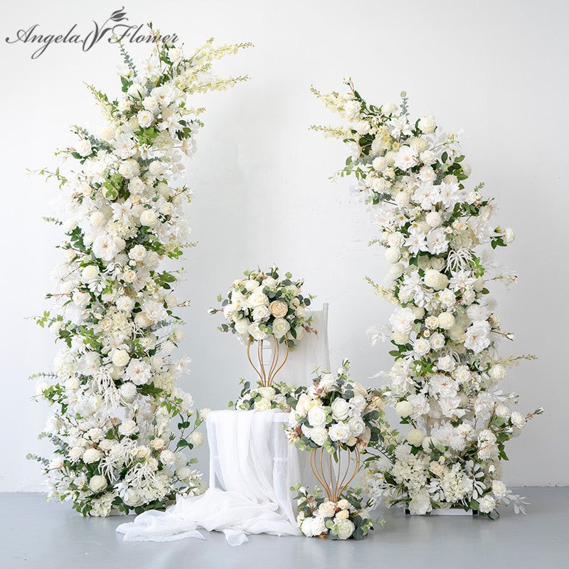 A7800 Moon Shape Horn Arch Decor Wedding Backdrop Floral Ball Arrangement