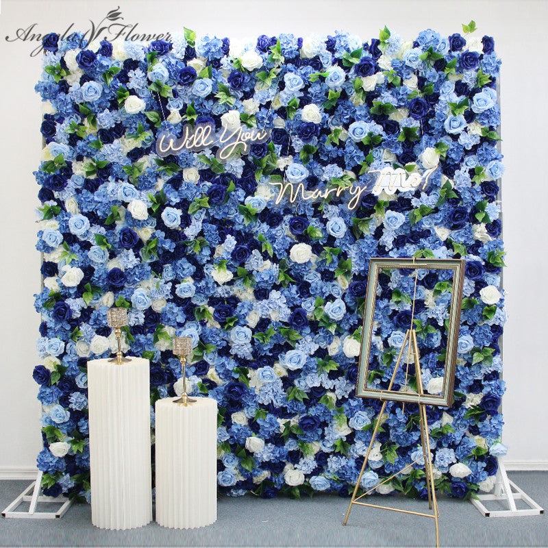 A7892 Blue 3D Cloth Flower Wall Wedding Backdrop Decor