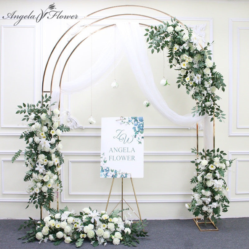 Gold-Plated Curved Wedding Backdrop Decor Floral Arrangement A7449 A7463