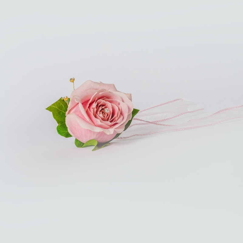Ladies wrist corsage-Cream Rose & Pink Rose & Red Rose & Orange Rose & Yellow Rose