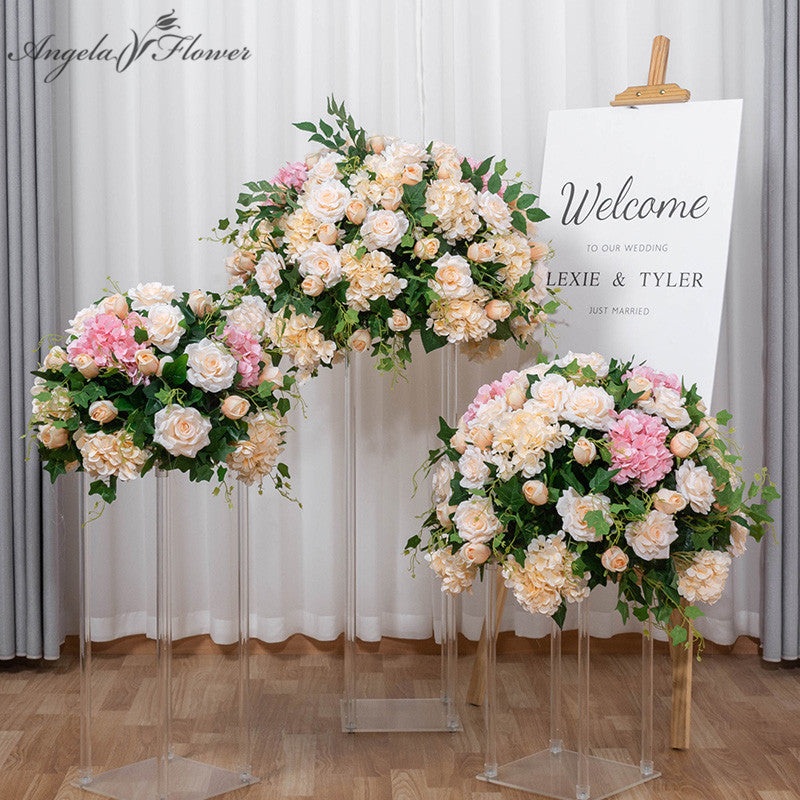 Luxury Custom 60/70cm Wedding Centerpiece Decor Table Flower Artificial Flower Ball Party Stage Road Lead Floral Window Display A003 A7648