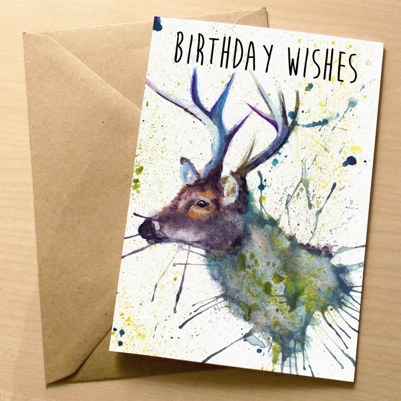 Splatter Stag Birthday card